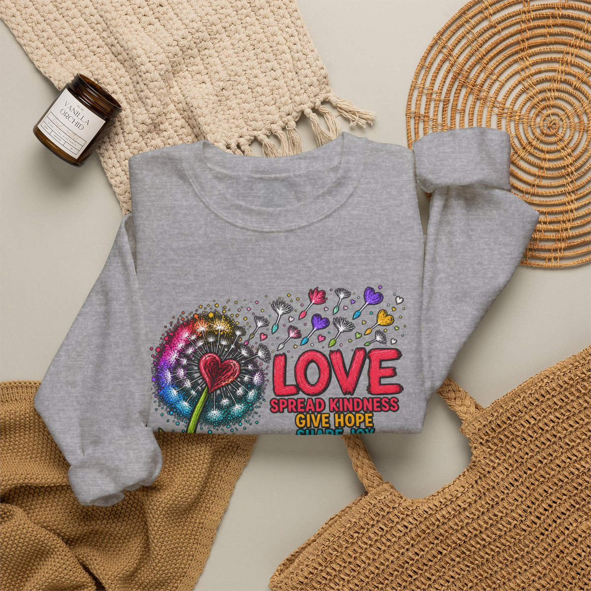 Love Makes The World Bloom Sweatshirt — Colorful Floral Inspirational Crewneck