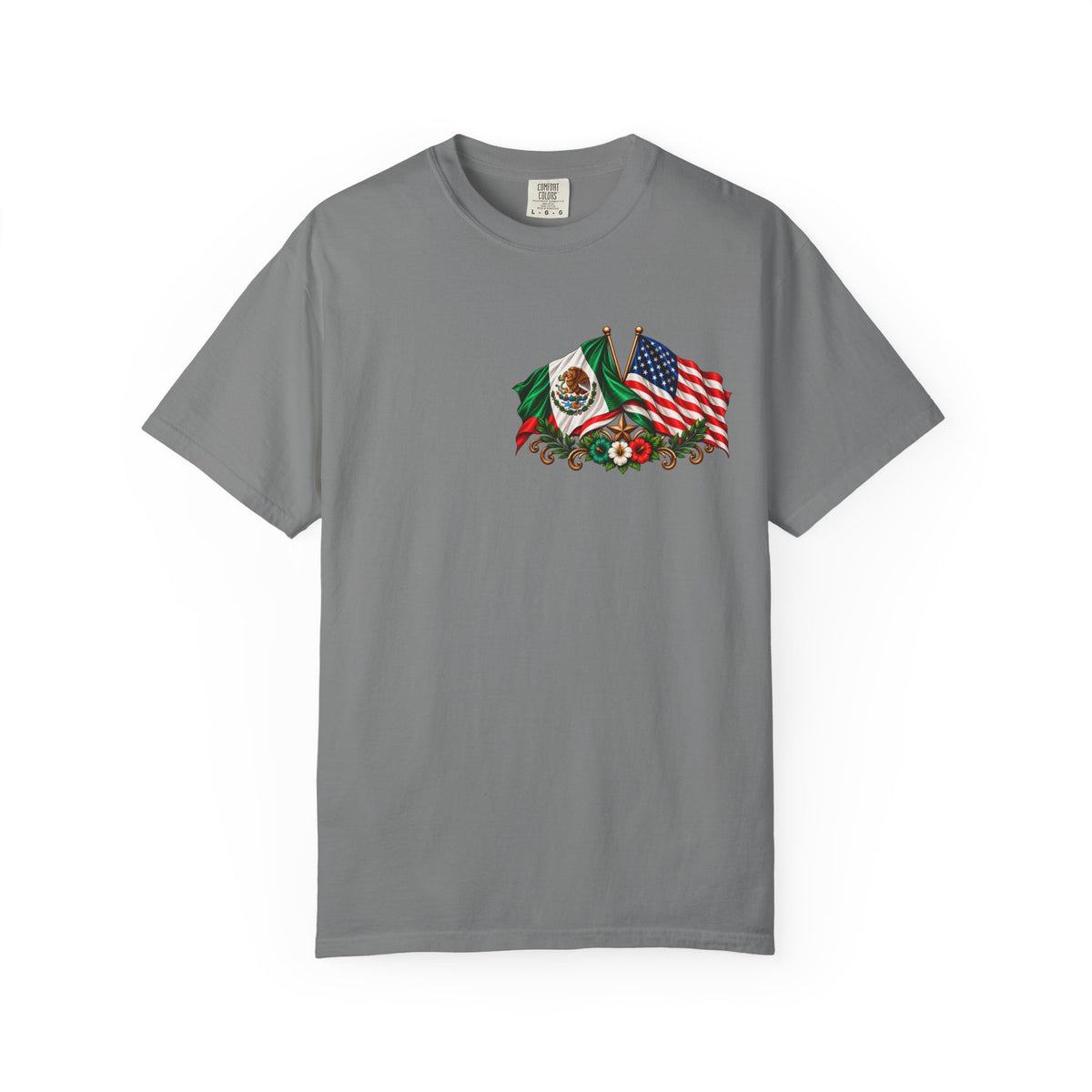Proud of My Roots T-Shirt — "Orgulloso de mis Raíces / Orgulloso de ser Americano" USA-Mexico Heritage Tee