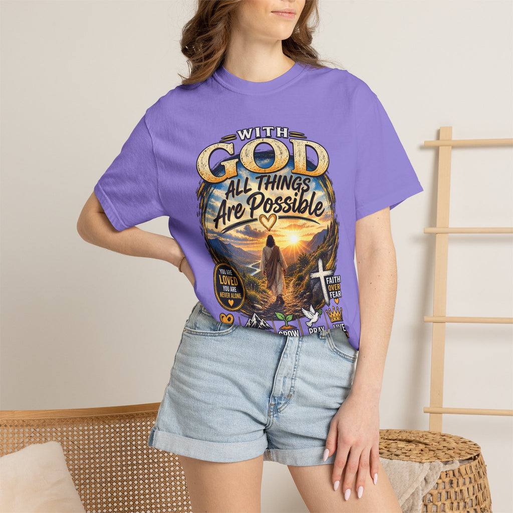 T-Shirt — "With God All Things Are Possible" Inspirational Christian Tee
