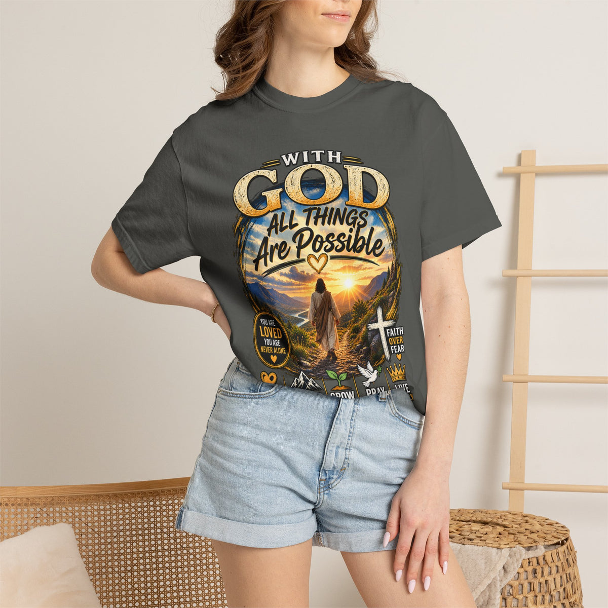 T-Shirt — "With God All Things Are Possible" Inspirational Christian Tee