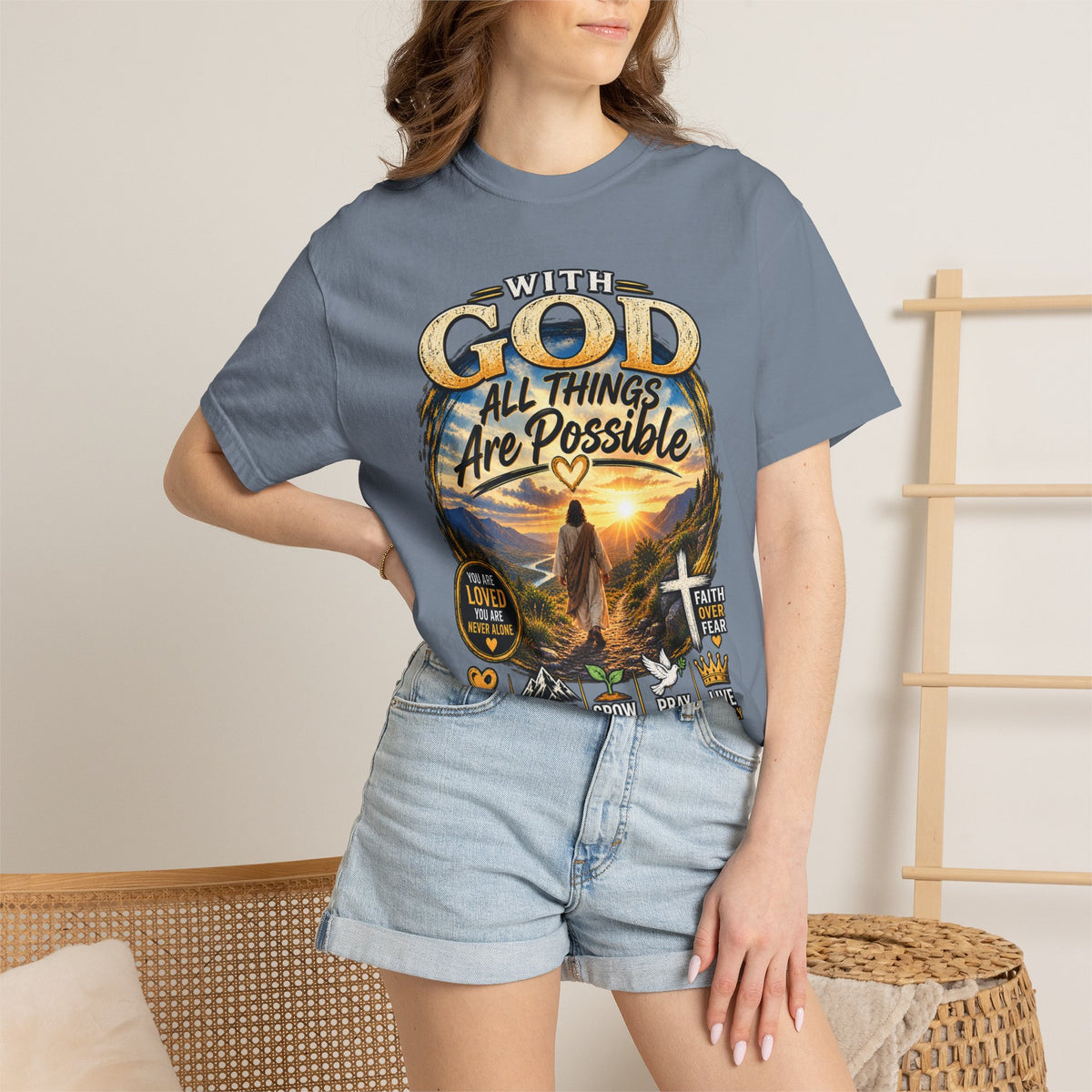 T-Shirt — "With God All Things Are Possible" Inspirational Christian Tee