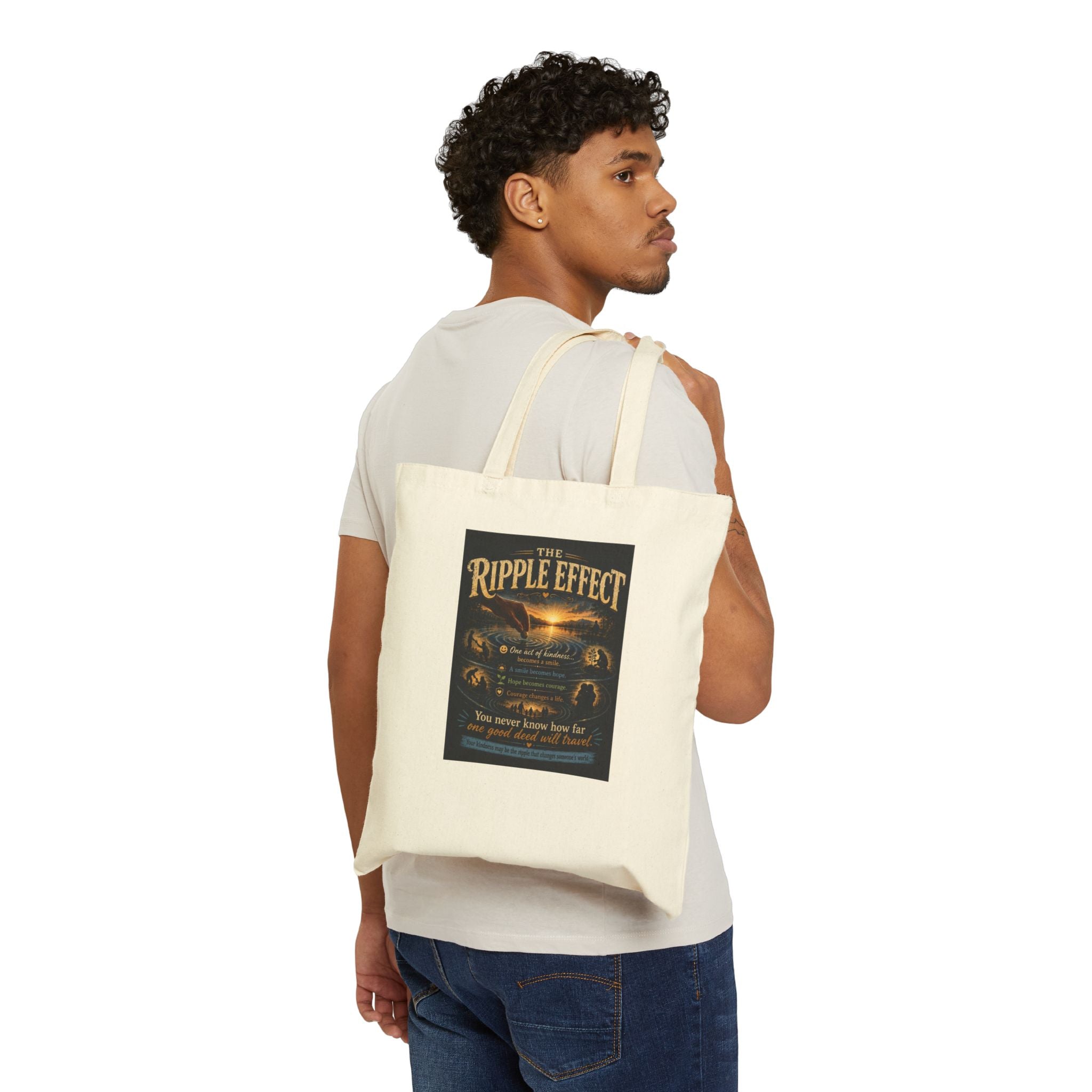 Tote Bag — "The Ripple Effect" Vintage Sunset Graphic Canvas Tote