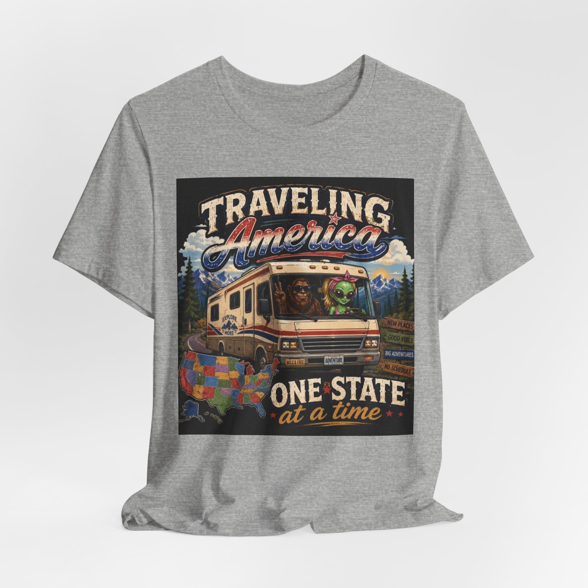 Traveling America RV Tee — "One State at a Time" Road Trip T‑Shirt