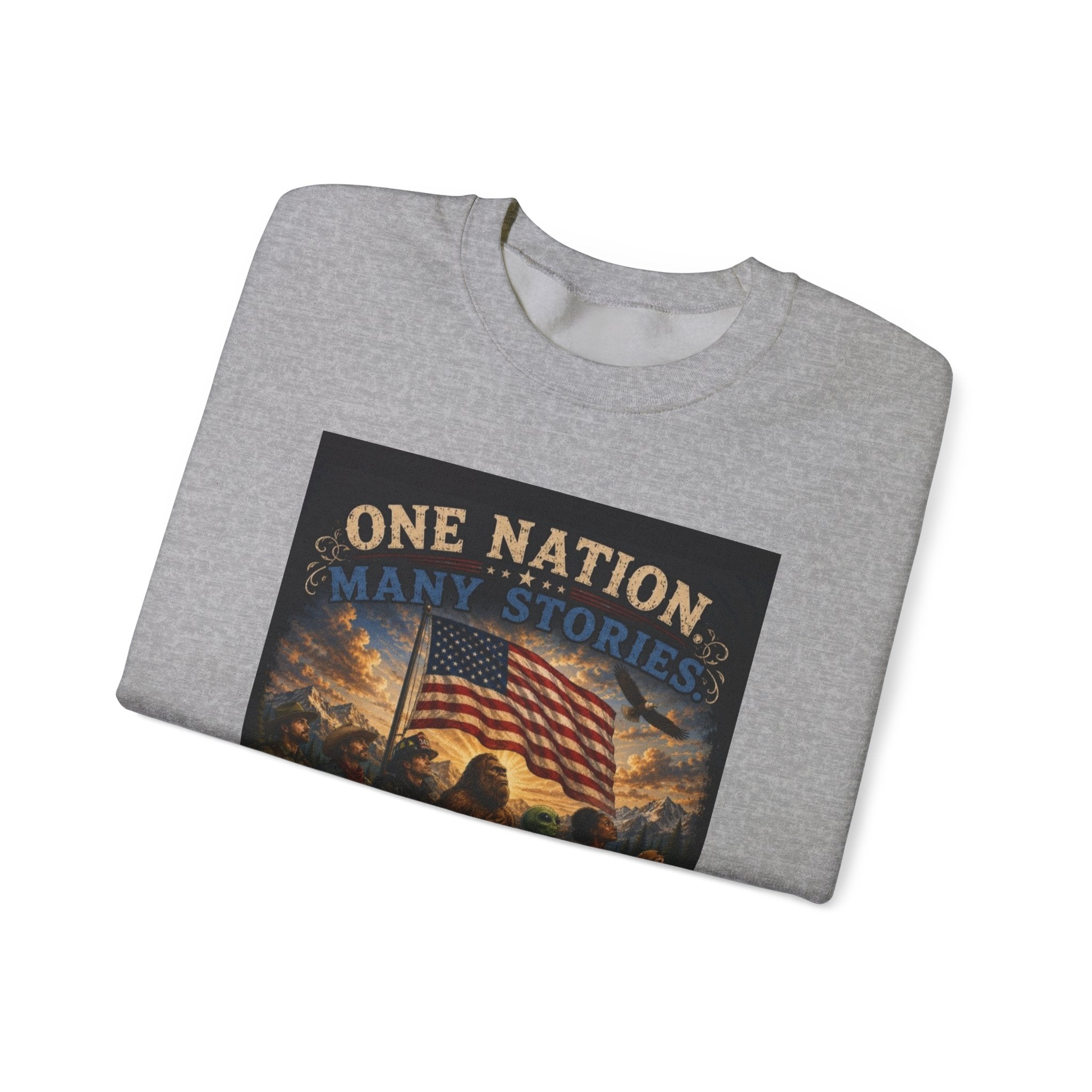 Crewneck Sweatshirt — "One Nation, One Flag" Patriotic American Flag Graphic