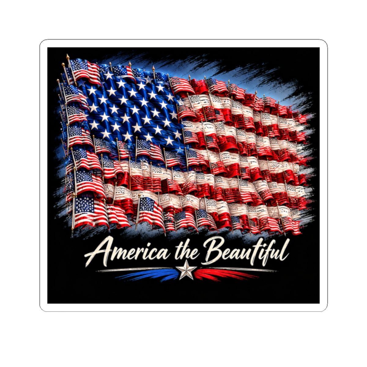 America the Beautiful Flag Sticker — Patriotic USA Kiss-Cut Decal for Laptops, Water Bottles & Cars