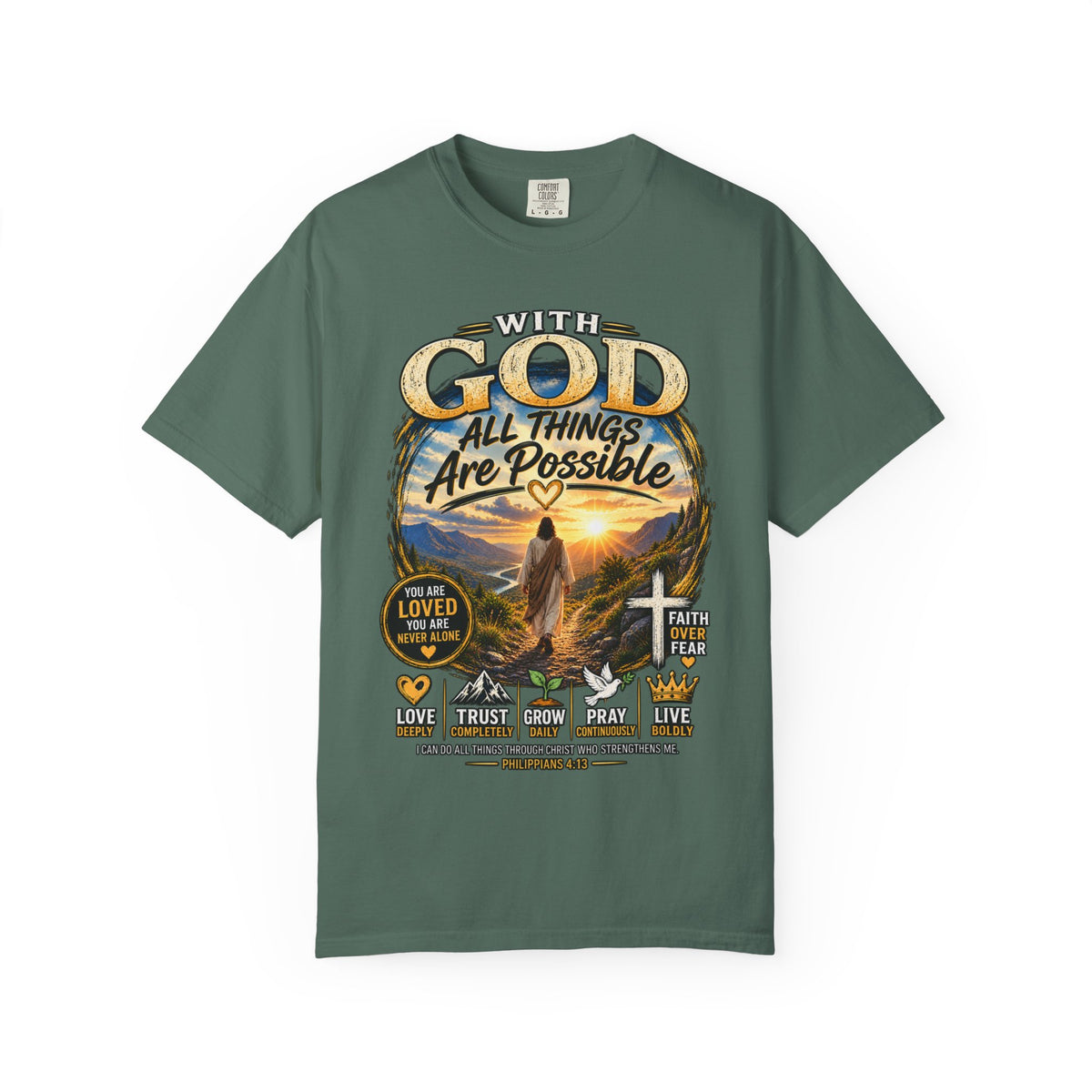 T-Shirt — "With God All Things Are Possible" Inspirational Christian Tee