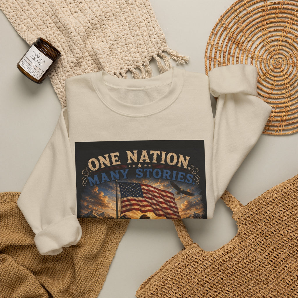 Crewneck Sweatshirt — "One Nation, One Flag" Patriotic American Flag Graphic