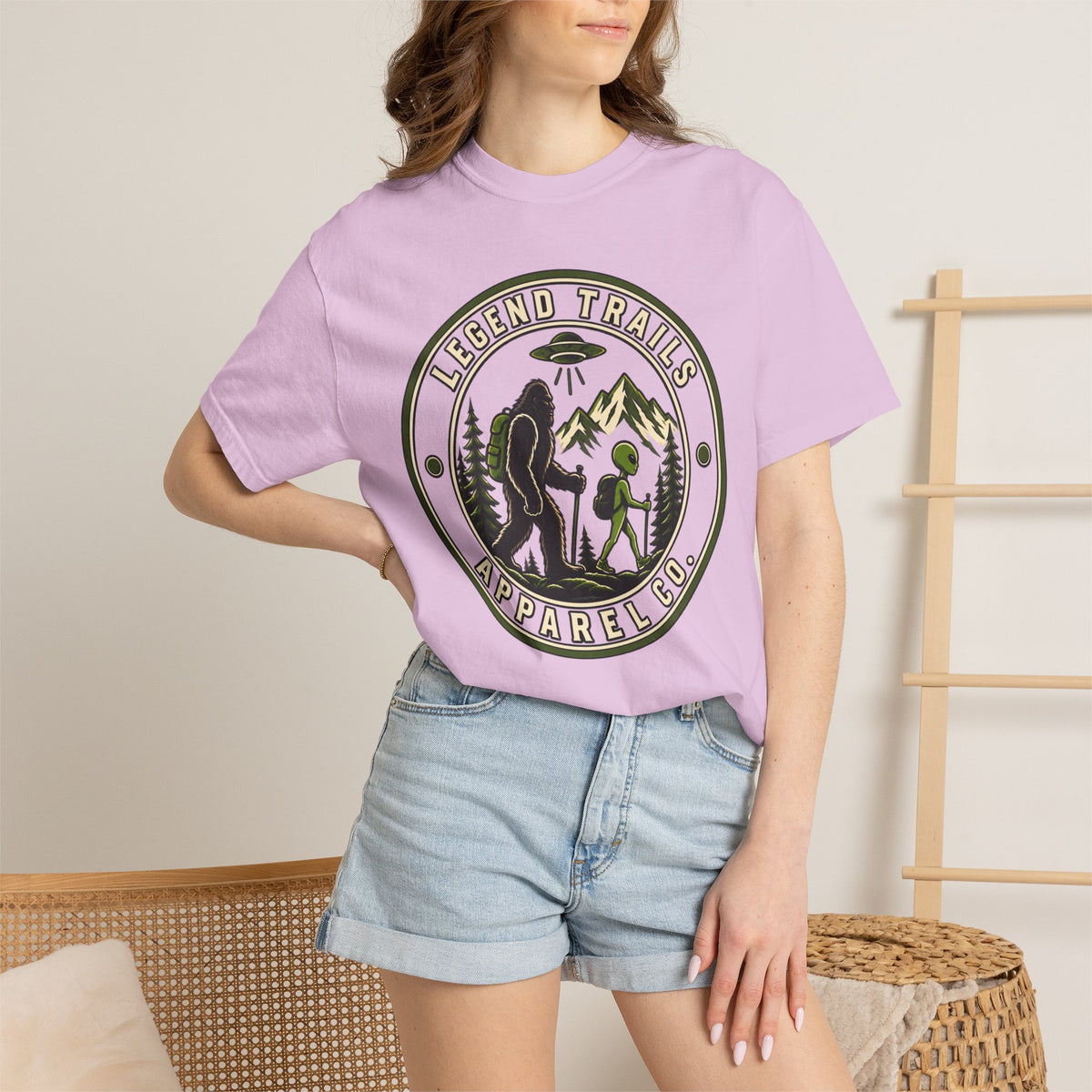 Legend Trails Apparel Co. Hiking T‑Shirt — Bigfoot & Camper Outdoor Graphic Tee