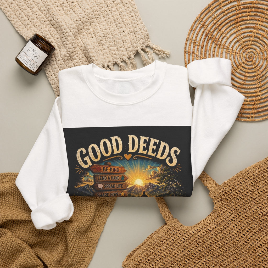 Sweatshirt — "Good Deeds Make a Great Day" Scenic Motivational Crewneck