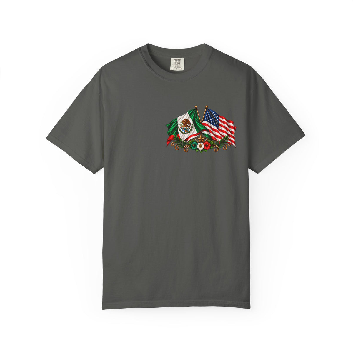 Proud of My Roots T-Shirt — "Orgulloso de mis Raíces / Orgulloso de ser Americano" USA-Mexico Heritage Tee