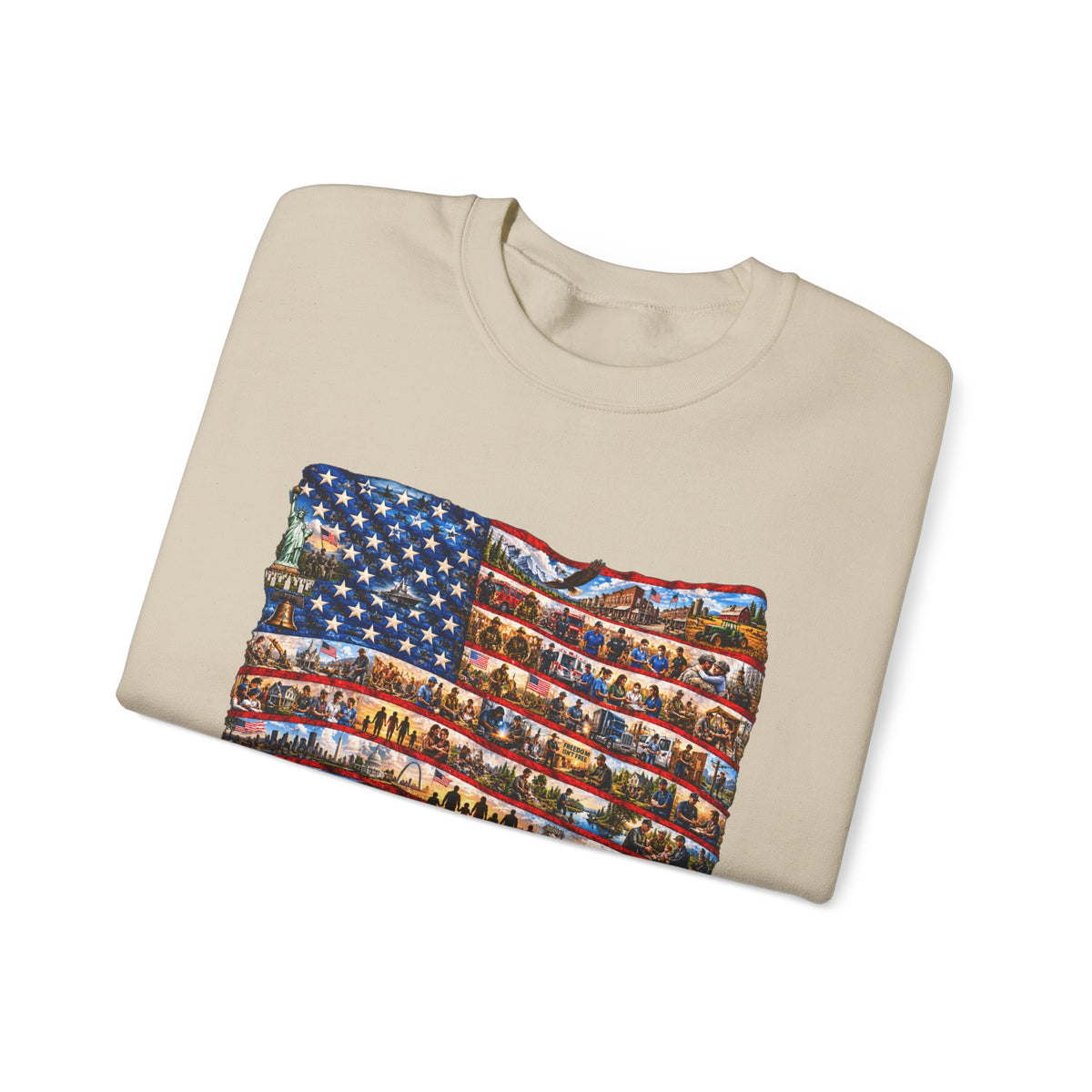 American Flag Crewneck Sweatshirt — "America the Beautiful" Patriotic Pullover