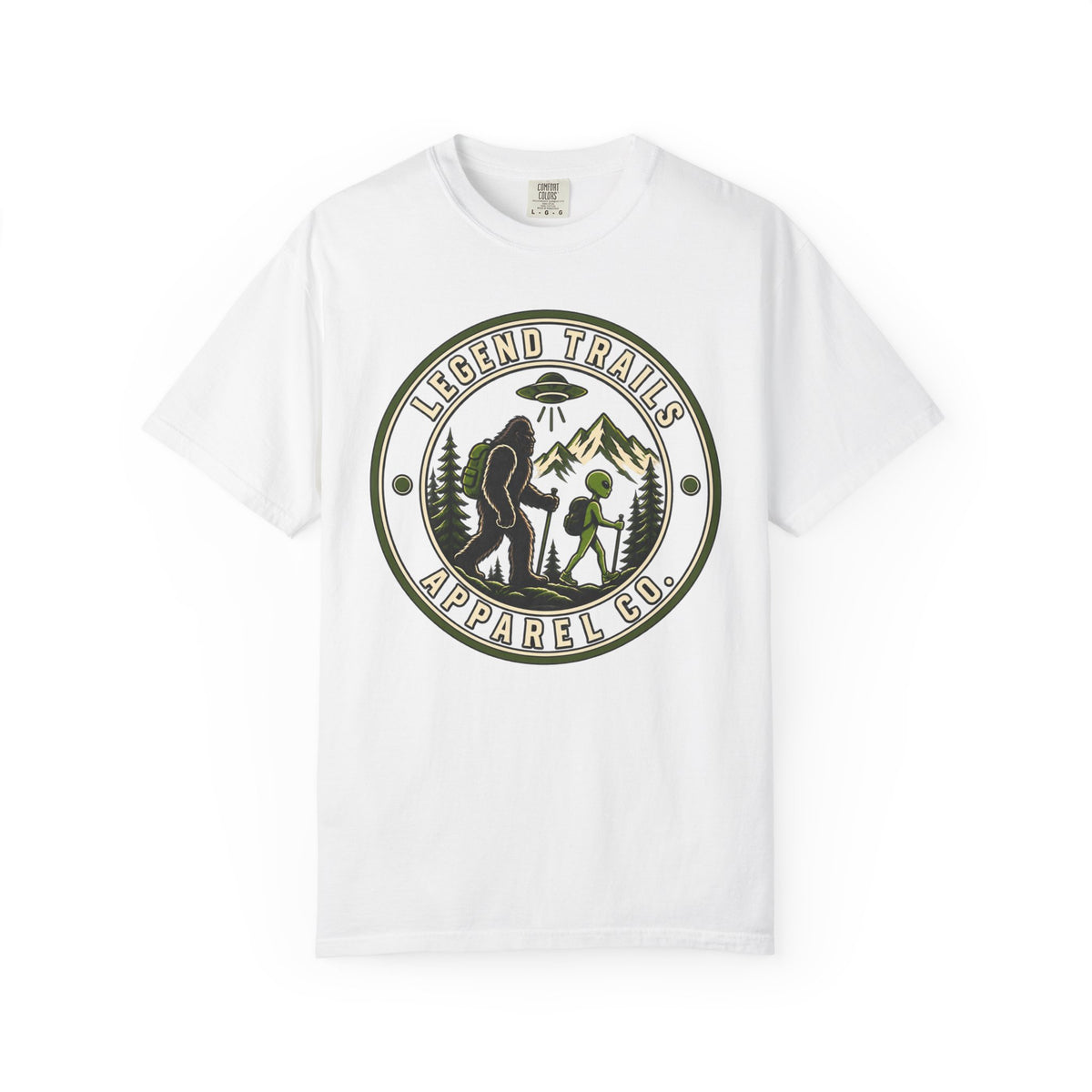 Legend Trails Apparel Co. Hiking T‑Shirt — Bigfoot & Camper Outdoor Graphic Tee