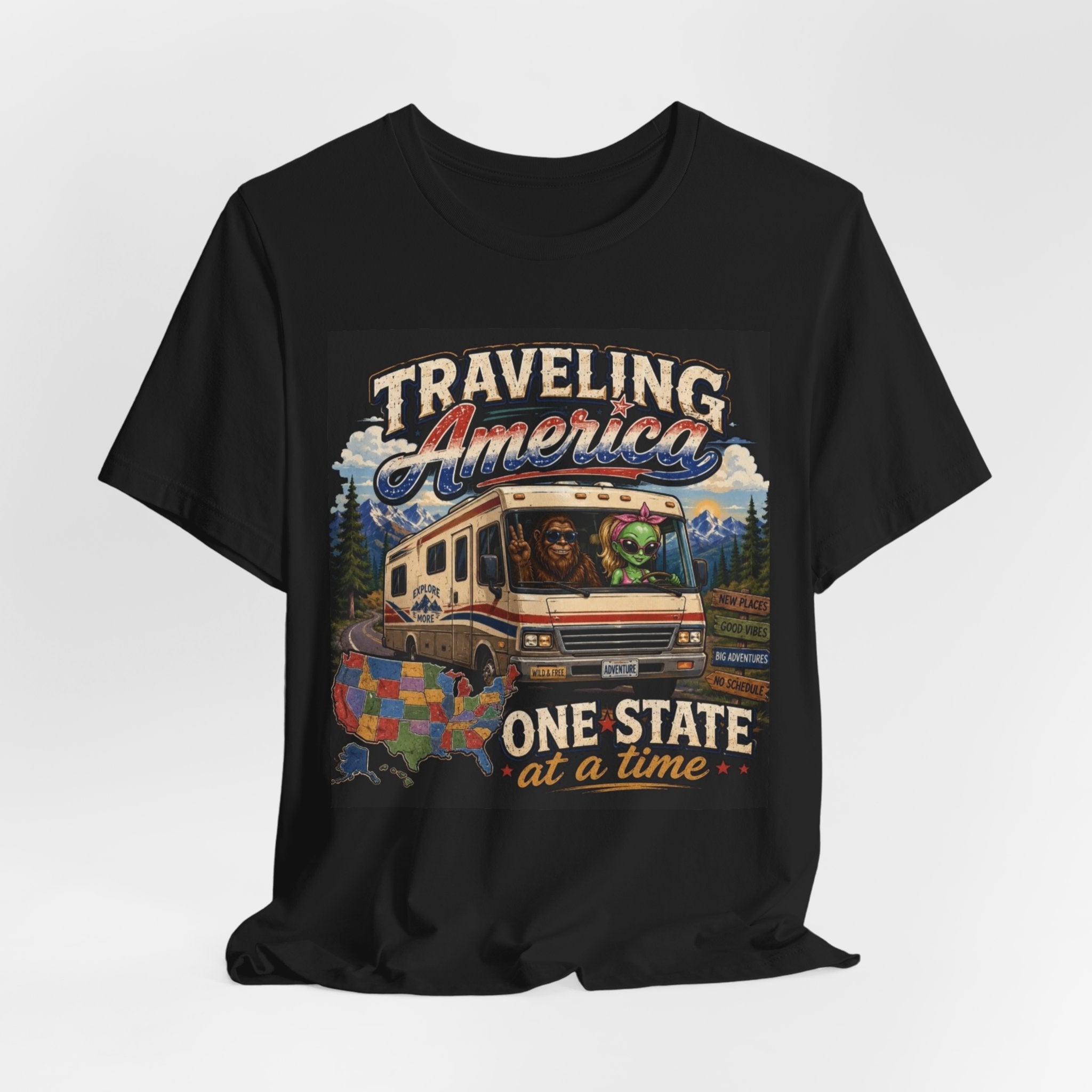 Traveling America RV Tee — "One State at a Time" Road Trip T‑Shirt
