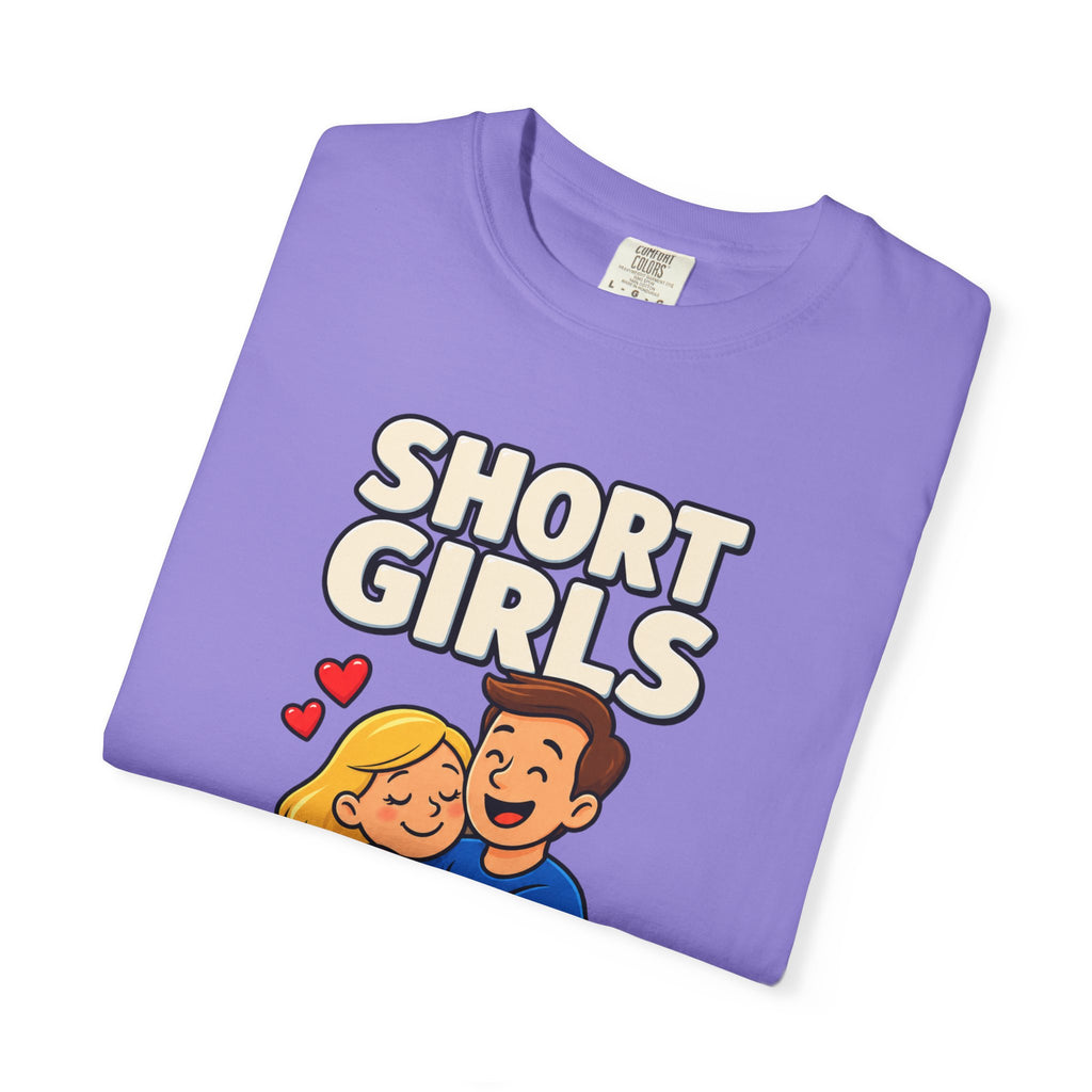 Short Girls Give Bear Hugs T-Shirt — Cute Retro Couple Hug Graphic Tee