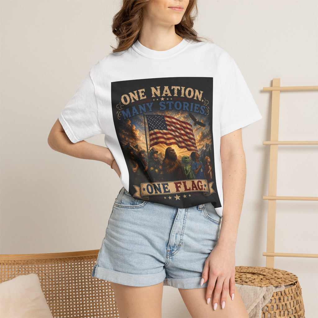 One Nation, One Flag T-Shirt — Patriotic American Flag Graphic Tee