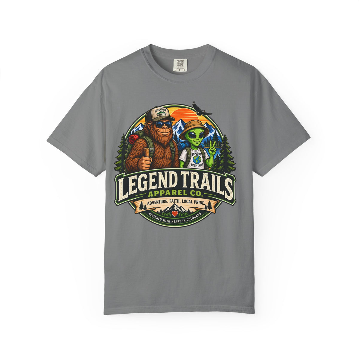 Legend Trails T-Shirt — Bigfoot & Alien Adventure Graphic Tee