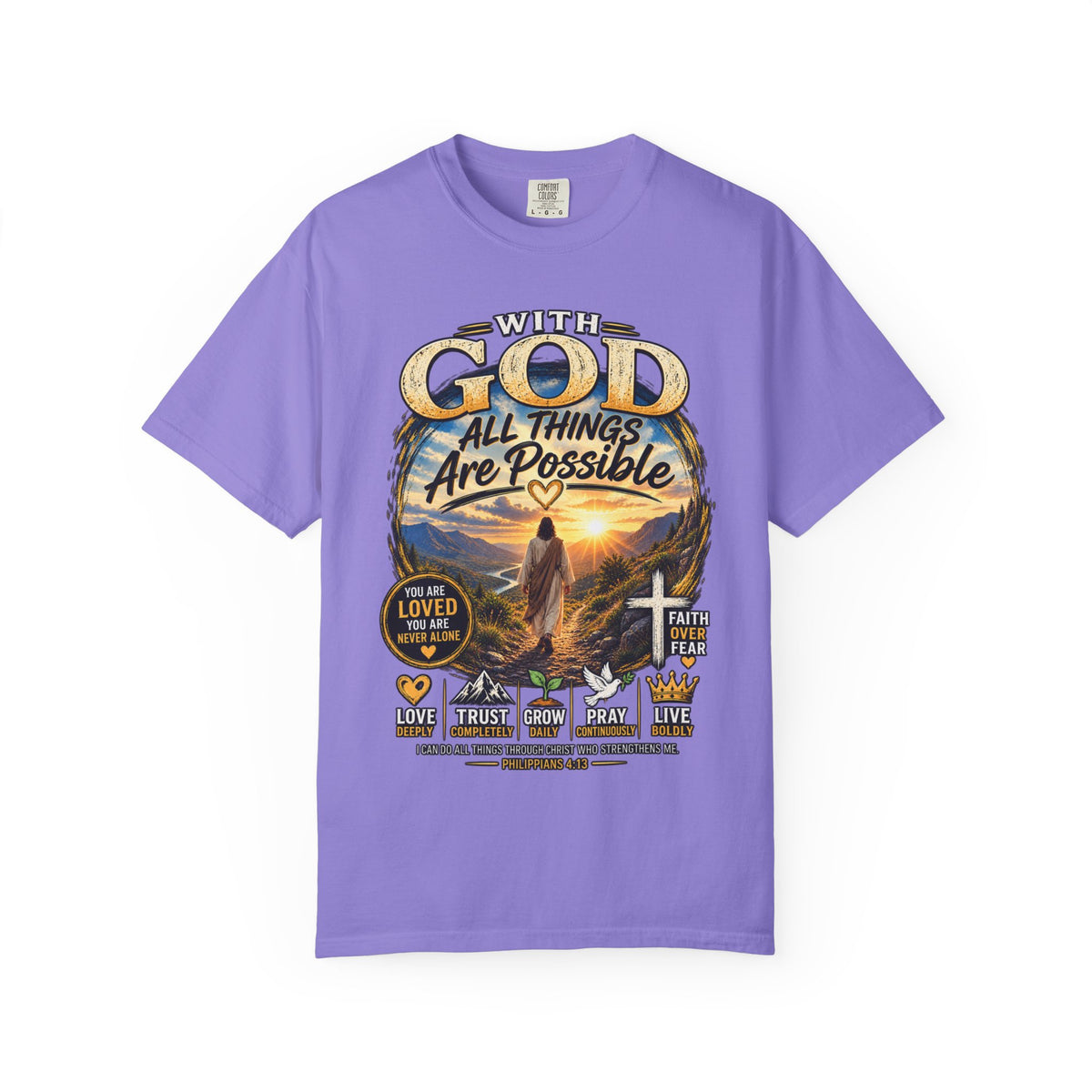 T-Shirt — "With God All Things Are Possible" Inspirational Christian Tee
