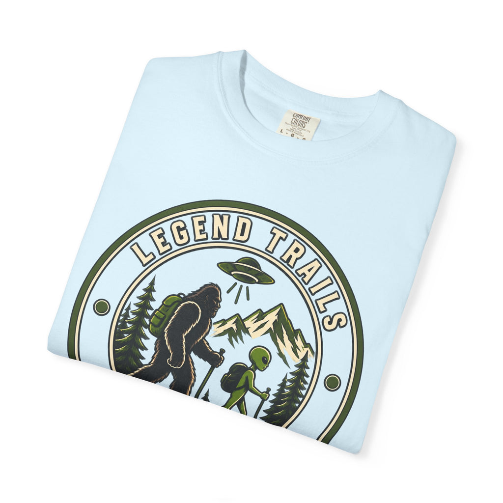 Legend Trails Apparel Co. Hiking T‑Shirt — Bigfoot & Camper Outdoor Graphic Tee