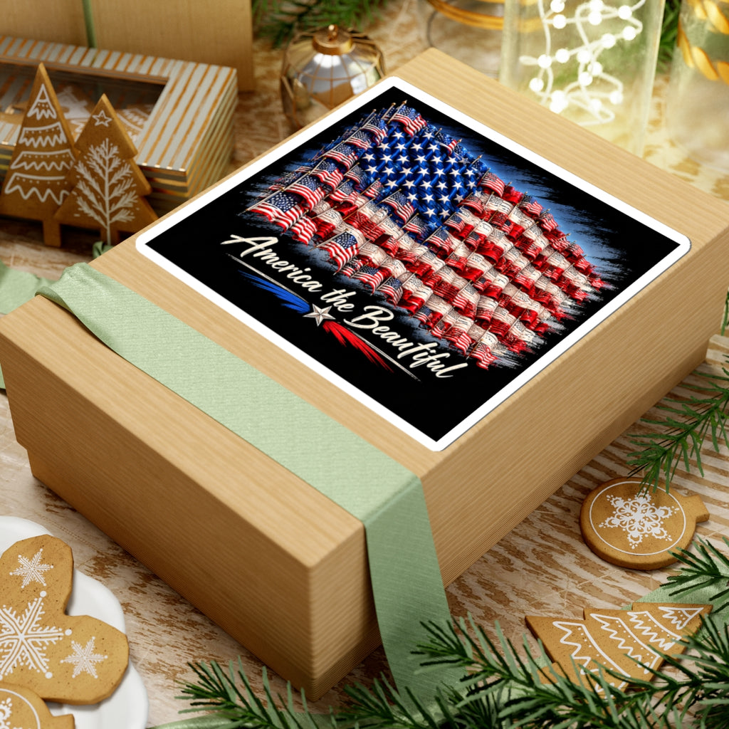 America the Beautiful Flag Sticker — Patriotic USA Kiss-Cut Decal for Laptops, Water Bottles & Cars