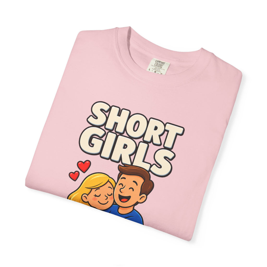 Short Girls Give Bear Hugs T-Shirt — Cute Retro Couple Hug Graphic Tee