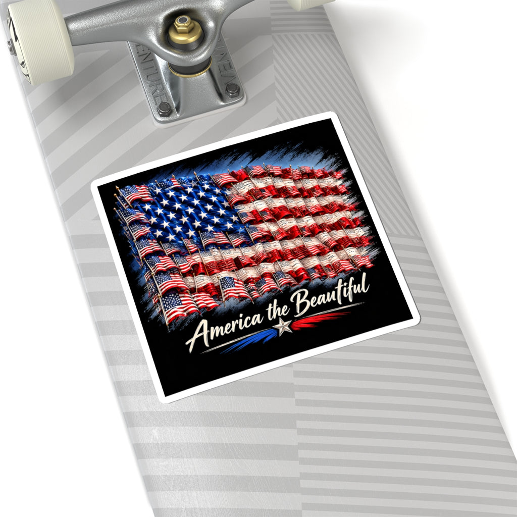 America the Beautiful Flag Sticker — Patriotic USA Kiss-Cut Decal for Laptops, Water Bottles & Cars