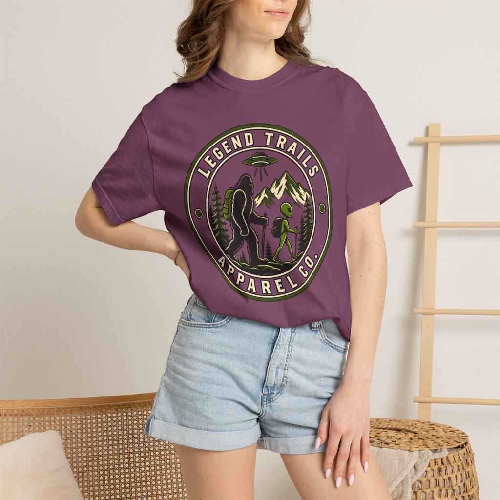 Legend Trails Apparel Co. Hiking T‑Shirt — Bigfoot & Camper Outdoor Graphic Tee