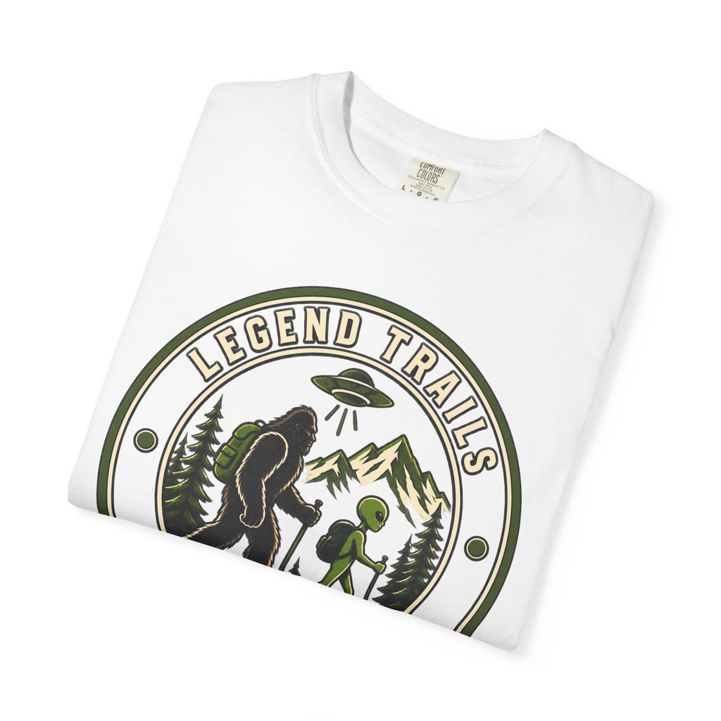 Legend Trails Apparel Co. Hiking T‑Shirt — Bigfoot & Camper Outdoor Graphic Tee