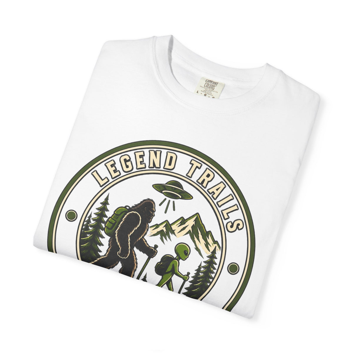 Legend Trails Apparel Co. Hiking T‑Shirt — Bigfoot & Camper Outdoor Graphic Tee