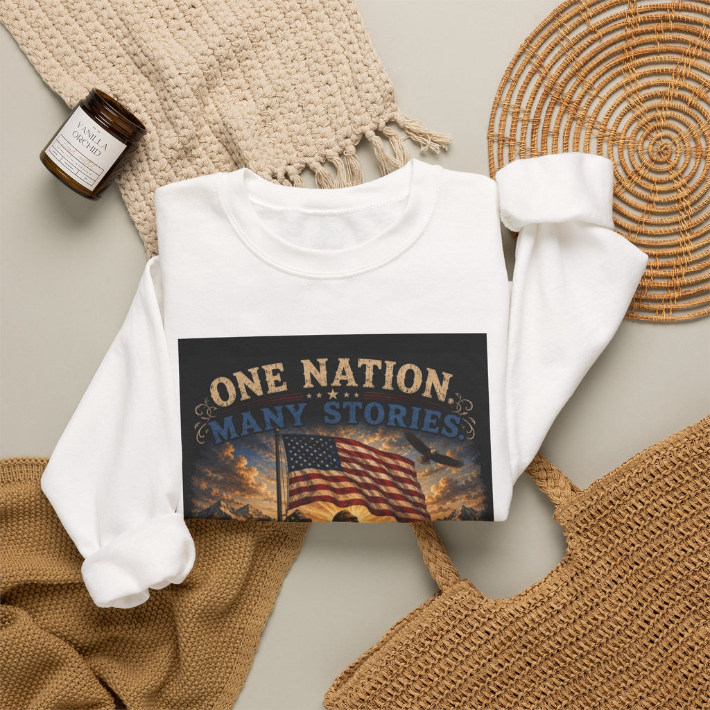 Crewneck Sweatshirt — "One Nation, One Flag" Patriotic American Flag Graphic