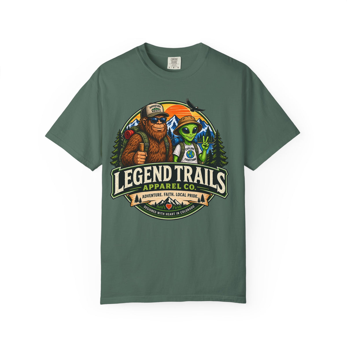 Legend Trails T-Shirt — Bigfoot & Alien Adventure Graphic Tee