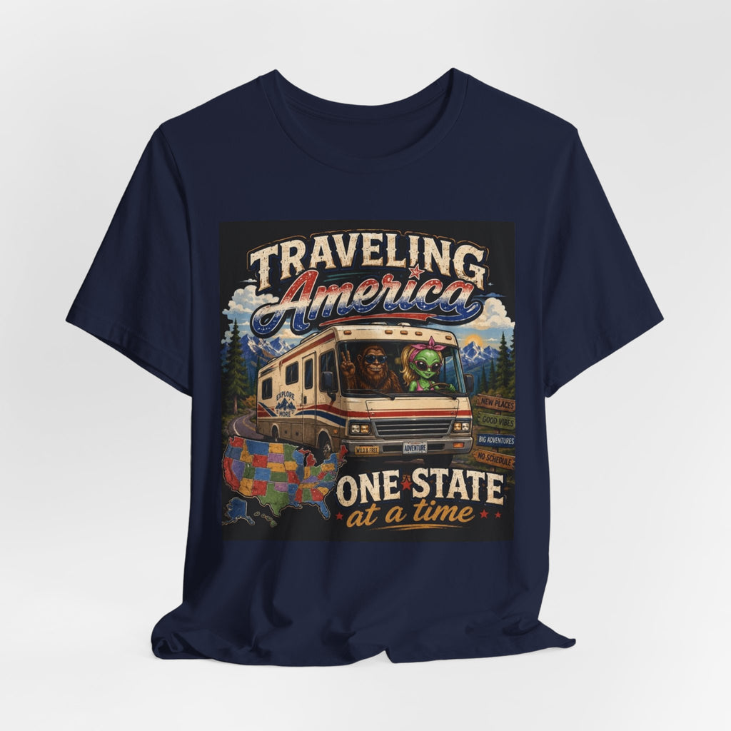 Traveling America RV Tee — "One State at a Time" Road Trip T‑Shirt