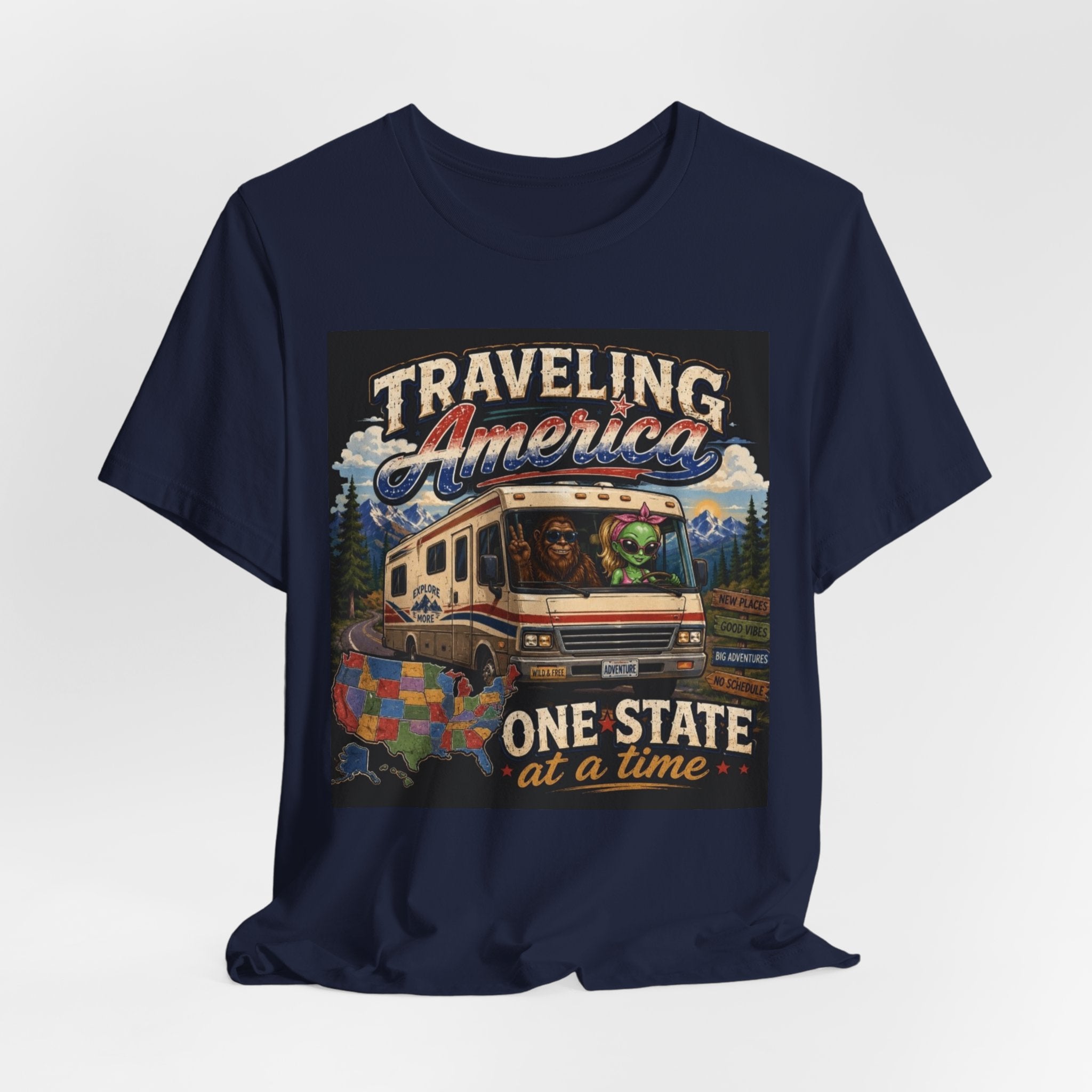 Traveling America RV Tee — "One State at a Time" Road Trip T‑Shirt