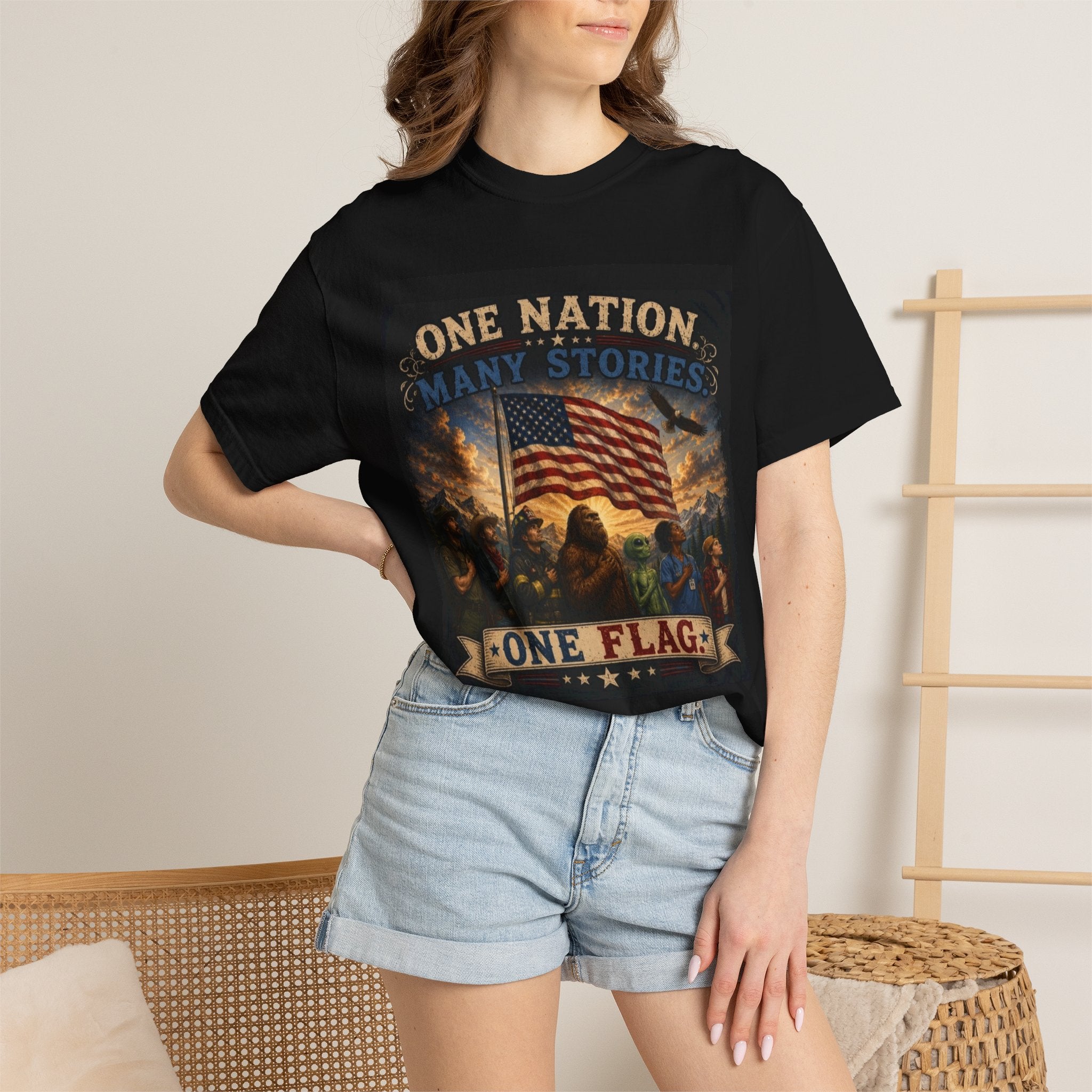 One Nation, One Flag T-Shirt — Patriotic American Flag Graphic Tee
