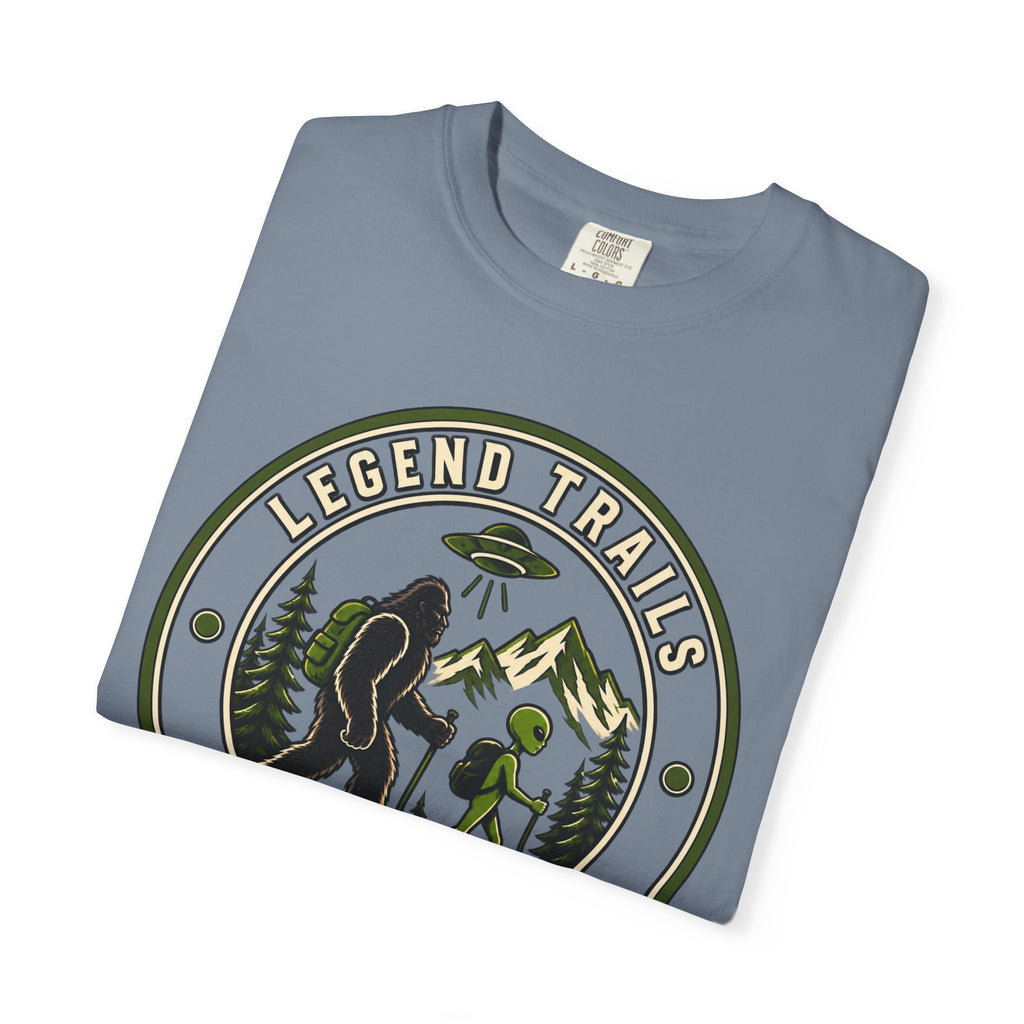 Legend Trails Apparel Co. Hiking T‑Shirt — Bigfoot & Camper Outdoor Graphic Tee