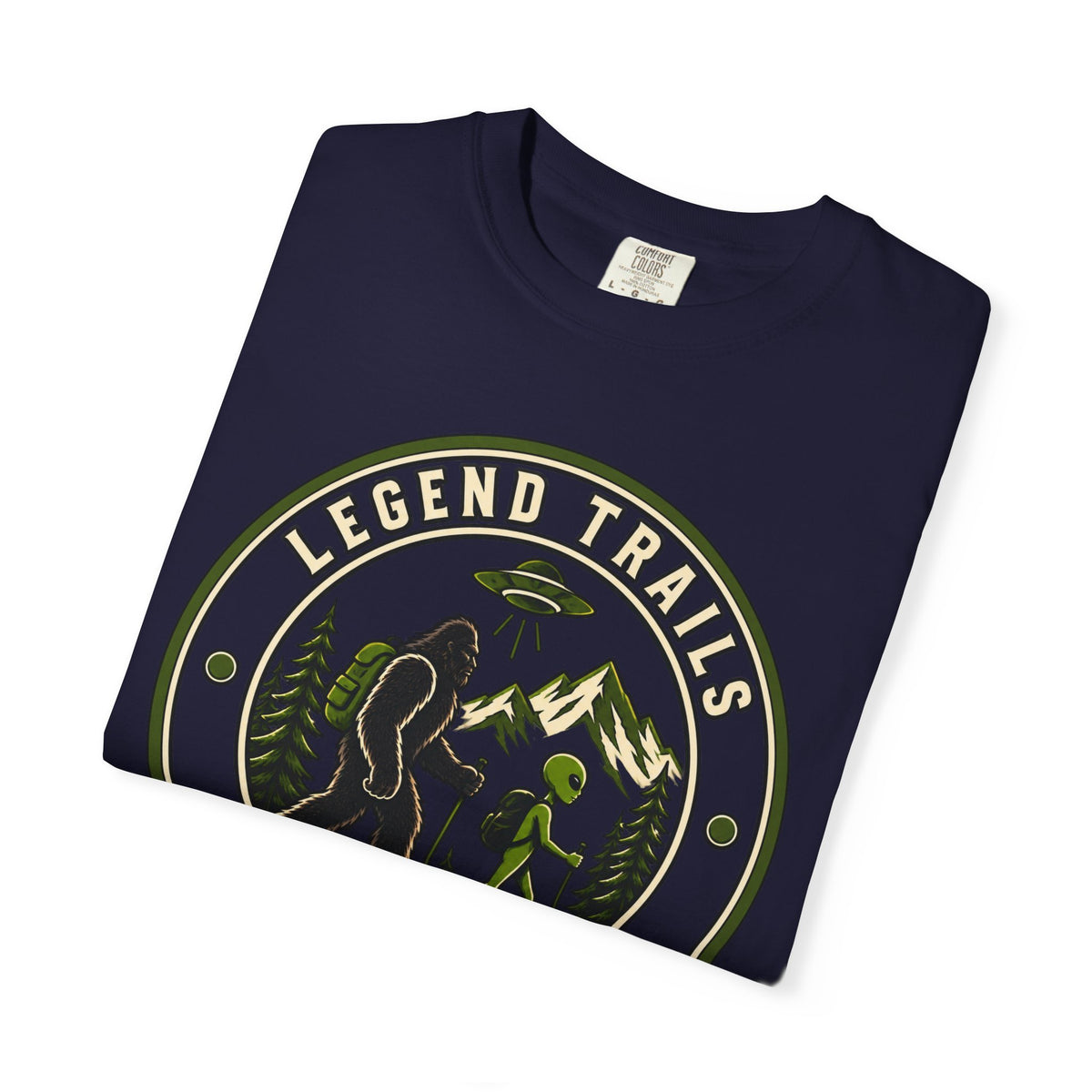 Legend Trails Apparel Co. Hiking T‑Shirt — Bigfoot & Camper Outdoor Graphic Tee