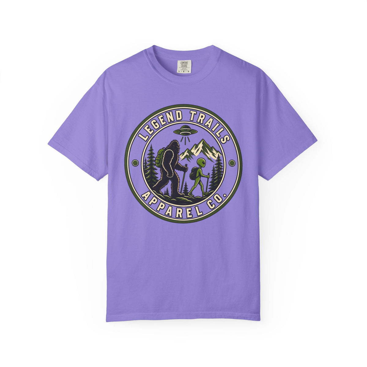 Legend Trails Apparel Co. Hiking T‑Shirt — Bigfoot & Camper Outdoor Graphic Tee
