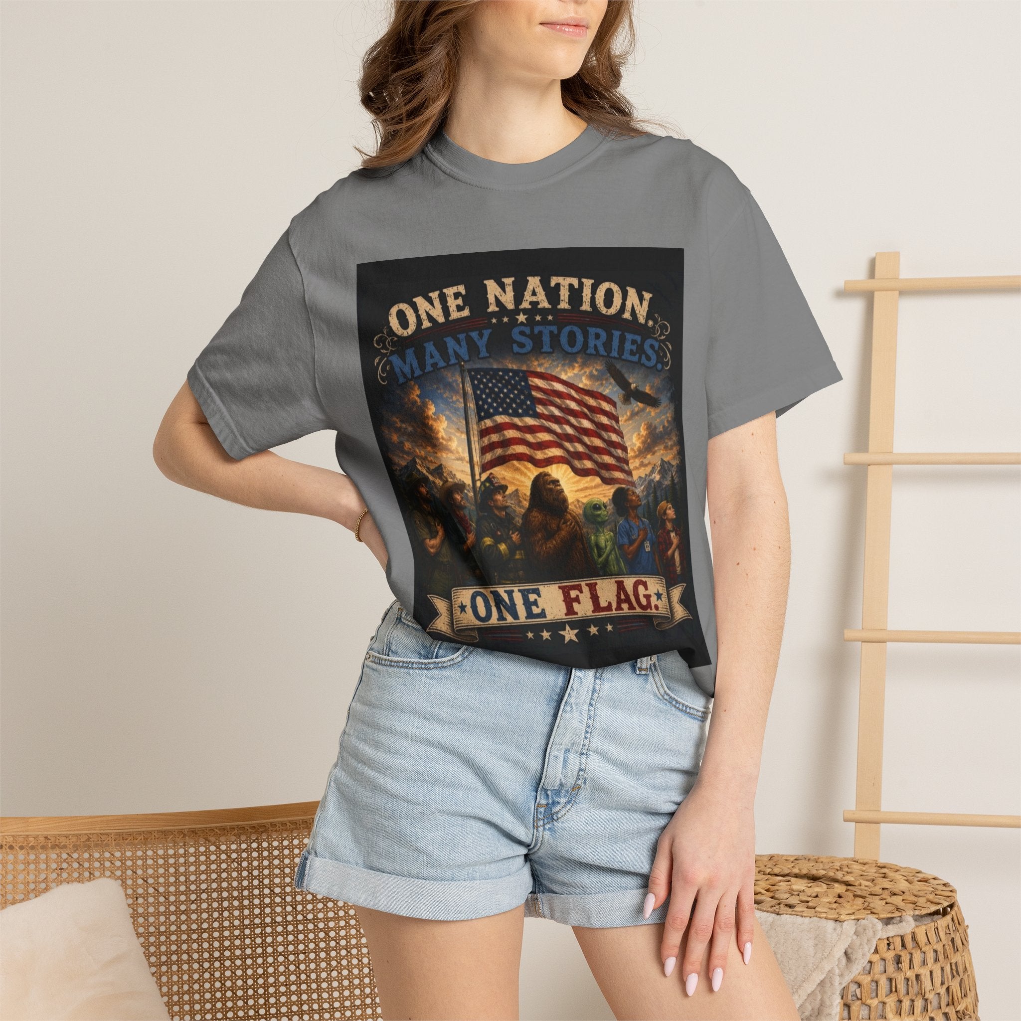 One Nation, One Flag T-Shirt — Patriotic American Flag Graphic Tee