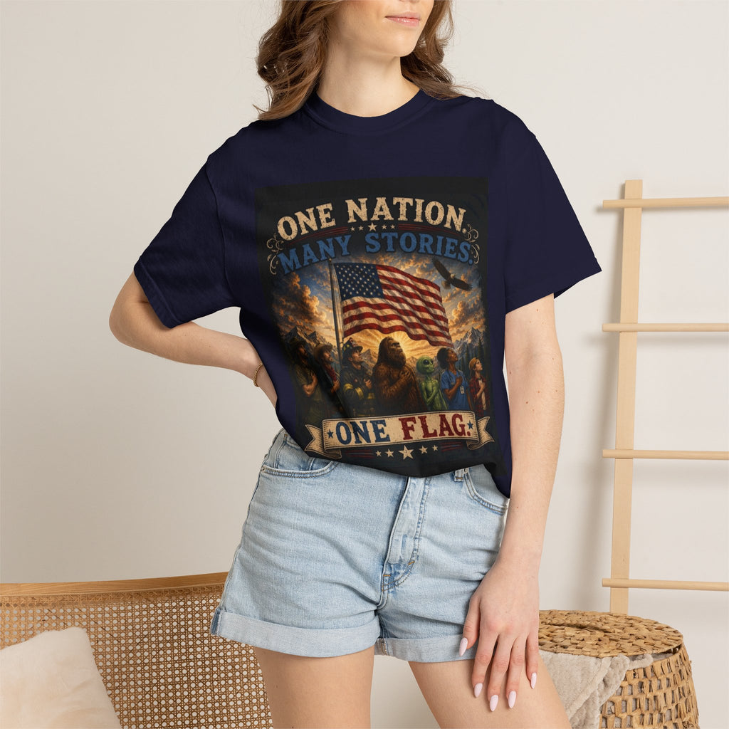 One Nation, One Flag T-Shirt — Patriotic American Flag Graphic Tee