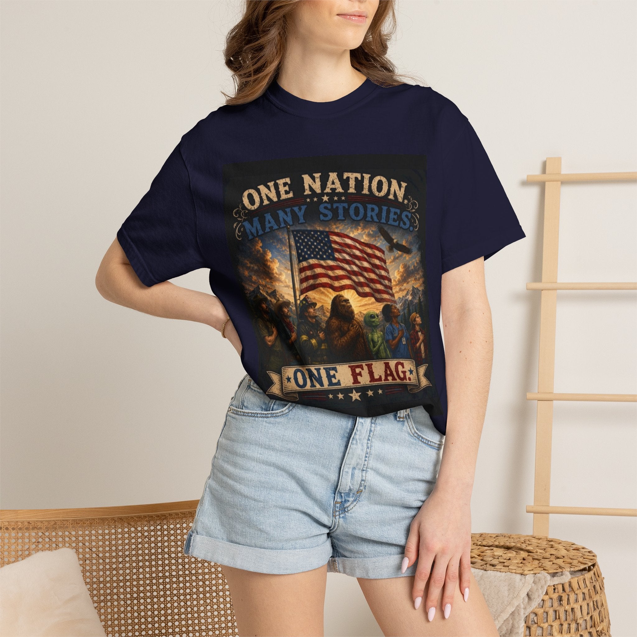 One Nation, One Flag T-Shirt — Patriotic American Flag Graphic Tee