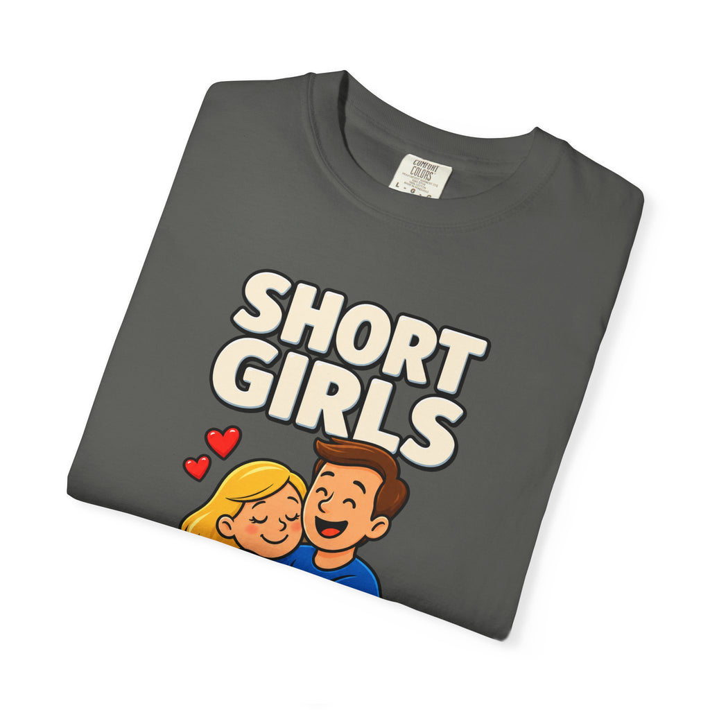 Short Girls Give Bear Hugs T-Shirt — Cute Retro Couple Hug Graphic Tee