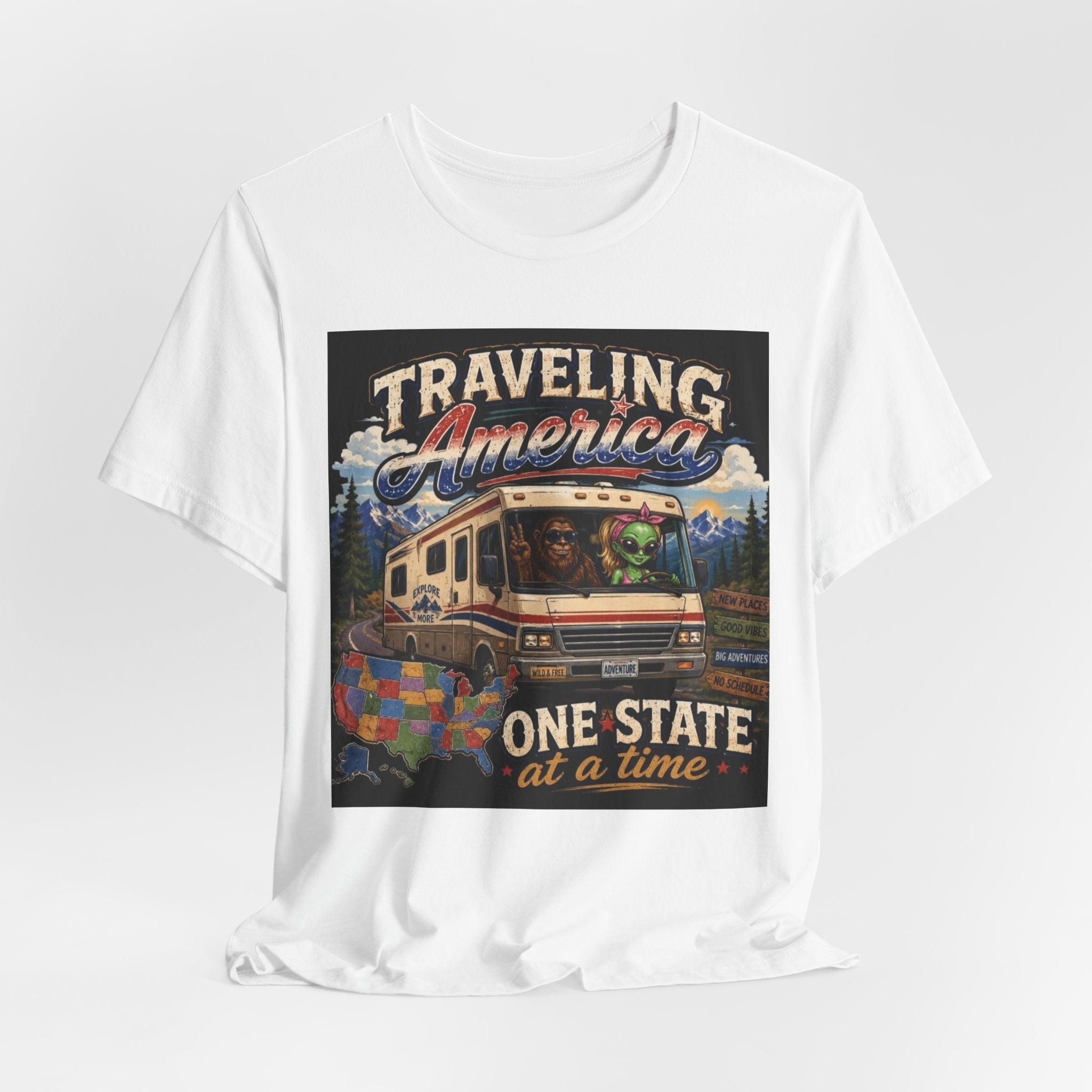 Traveling America RV Tee — "One State at a Time" Road Trip T‑Shirt