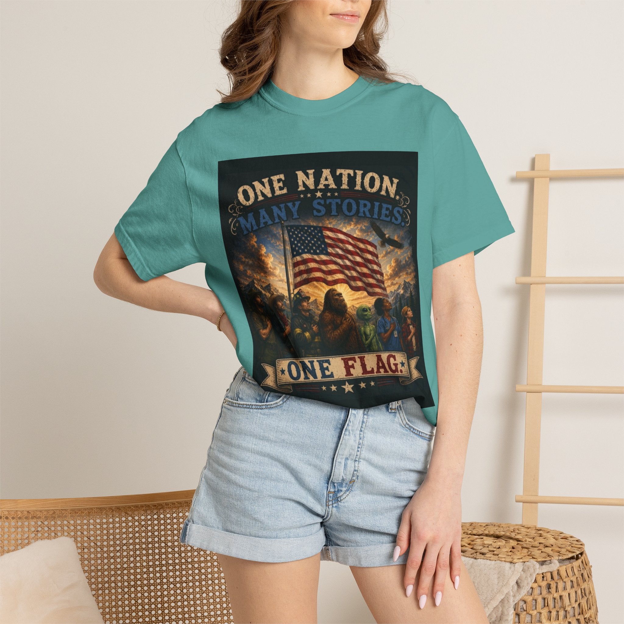 One Nation, One Flag T-Shirt — Patriotic American Flag Graphic Tee