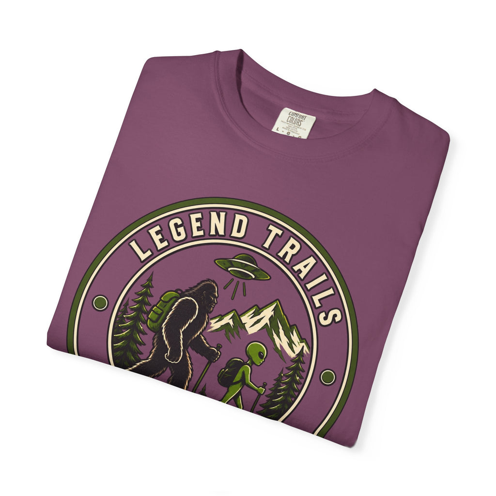 Legend Trails Apparel Co. Hiking T‑Shirt — Bigfoot & Camper Outdoor Graphic Tee