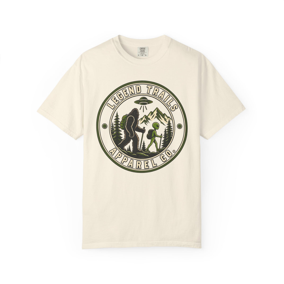 Legend Trails Apparel Co. Hiking T‑Shirt — Bigfoot & Camper Outdoor Graphic Tee
