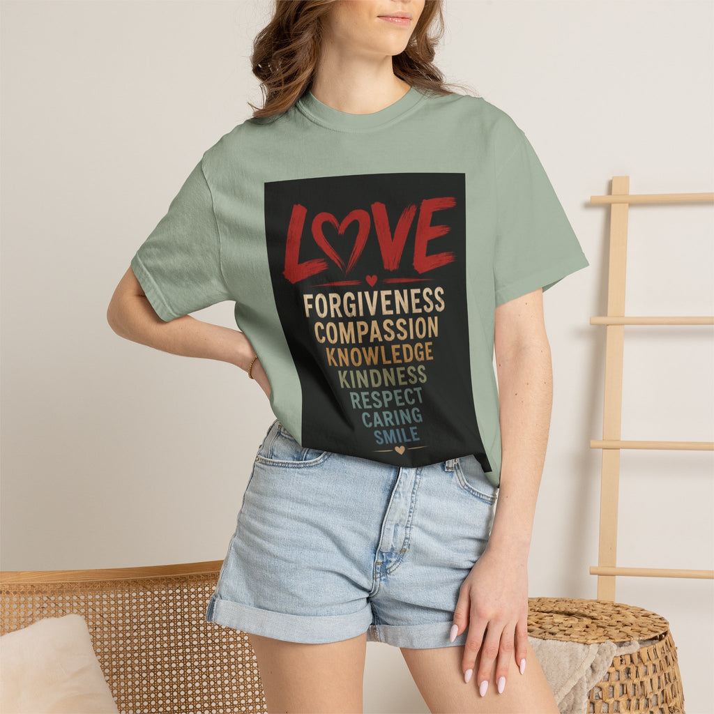 Love Words T-Shirt — Forgiveness, Compassion, Kindness Typography Tee