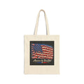 American Flag Canvas Tote Bag – "America the Beautiful" Patriotic Reusable Shopper