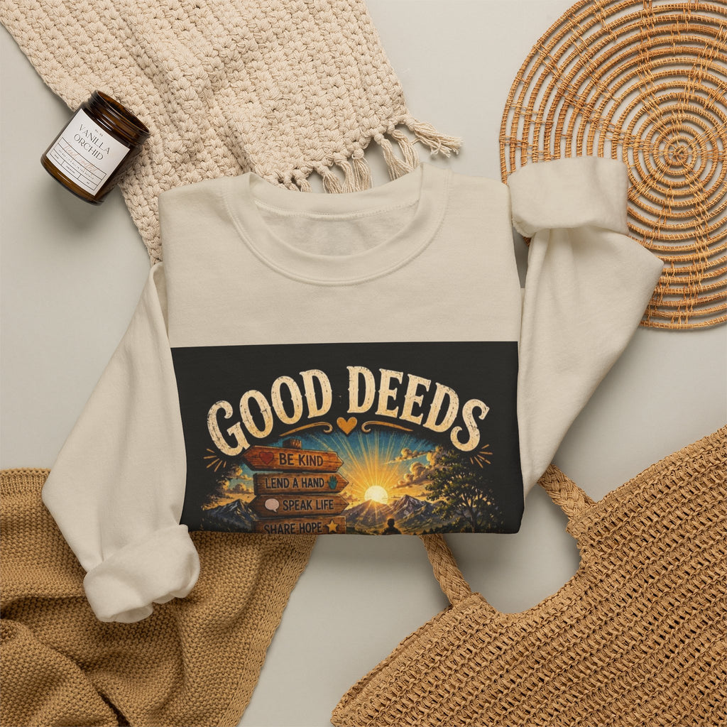 Sweatshirt — "Good Deeds Make a Great Day" Scenic Motivational Crewneck