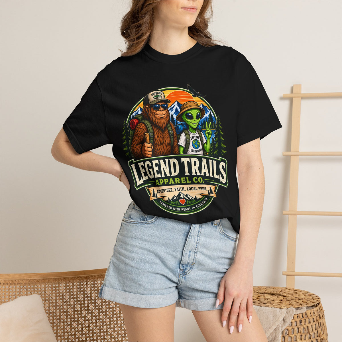 Legend Trails T-Shirt — Bigfoot & Alien Adventure Graphic Tee