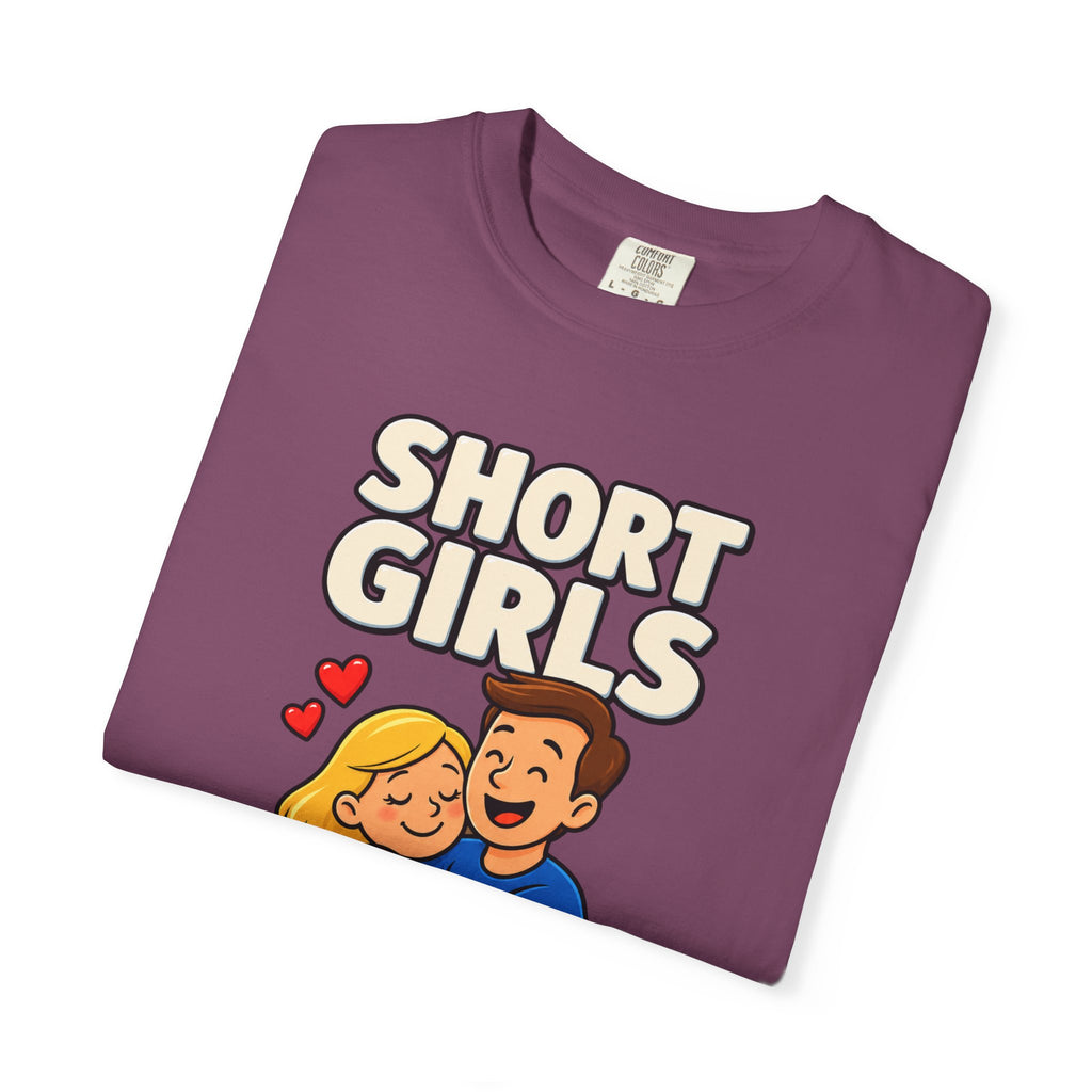 Short Girls Give Bear Hugs T-Shirt — Cute Retro Couple Hug Graphic Tee