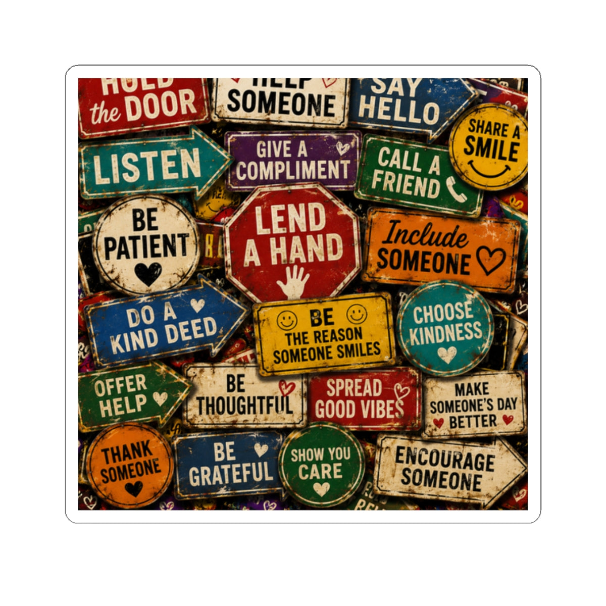 Kindness Signs Kiss-Cut Sticker — Positive Message Sticker Sheet